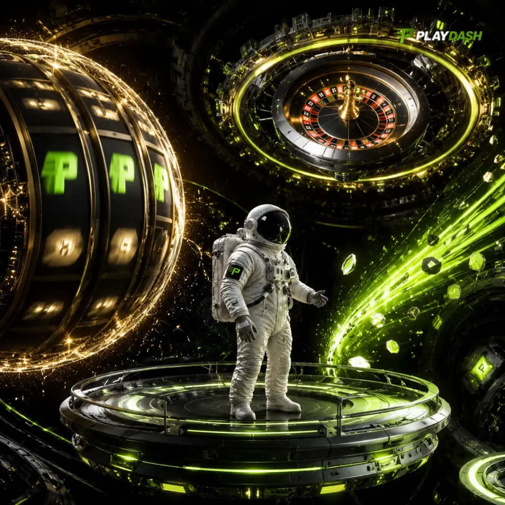 PlayDash astronaut exploring slots live casino and fast games