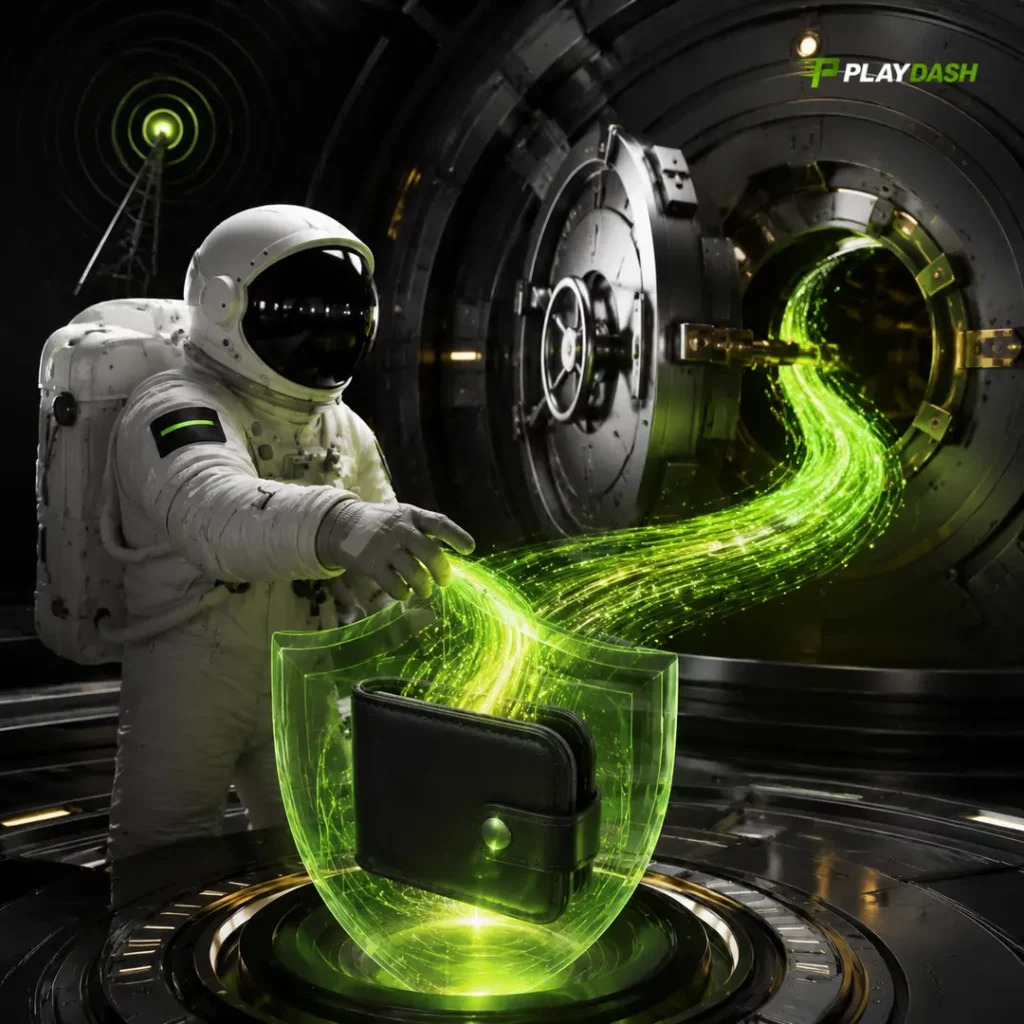 PlayDash astronaut completing a protected payout